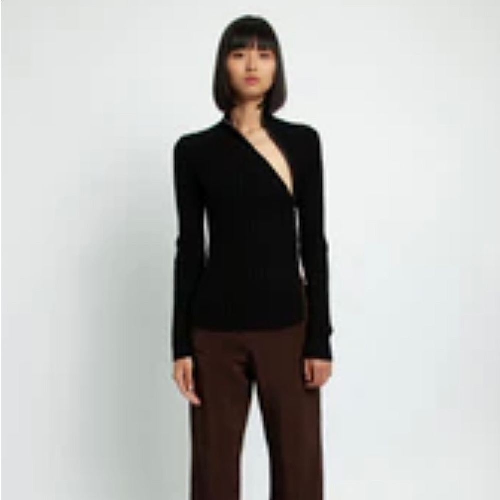 Christopher Esber brand new cashmere knit funnel neck sweater with diagonal zip